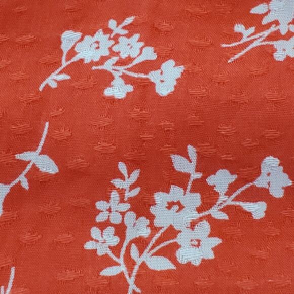 Peach Love Red/Orange V Neck Floral Top Medium - Picture 4 of 7